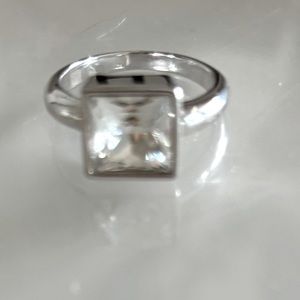 Sz 6 Rhodium swarovski crystal stone ring